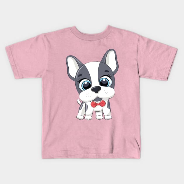 Cute Boxer Dog Cartoon Kids T-Shirt by admeral